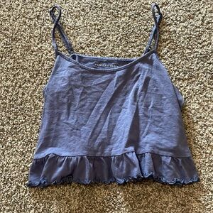 American Eagle cropped blue top